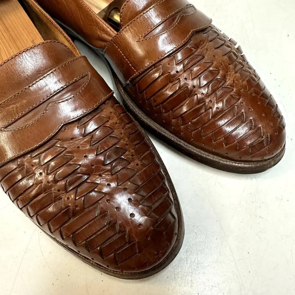 VGUC Polo Ralph Lauren Deerskin Woven Loafer Vintage Made in Italy 10 D